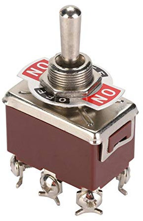 Interruptor de Palanca de 5 Piezas 250V 15A Interruptor de Palanca Momentáneo ON-OFF-ON de 6 Pines con Interruptor Basculante de Orificio de Montaje de 12 mm