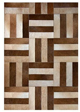 Vip-leather NEU KUHFELL Patchwork Teppich Cod 6130E (150 cm x 210 cm)