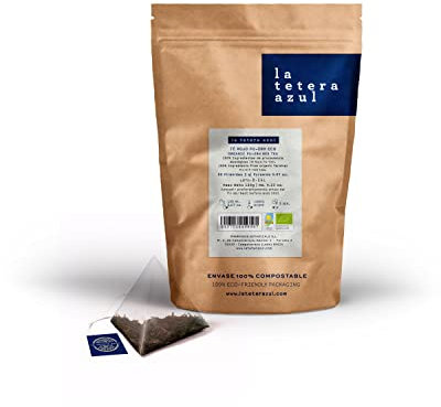 LA TETERA AZUL Té Rojo Premium Pu Erh Con Hibisco, Fresa, Kiwi Y Manzana. 60 Pirámides. Infusión Adelgazante. Bolsa De 60 Pirámides.
