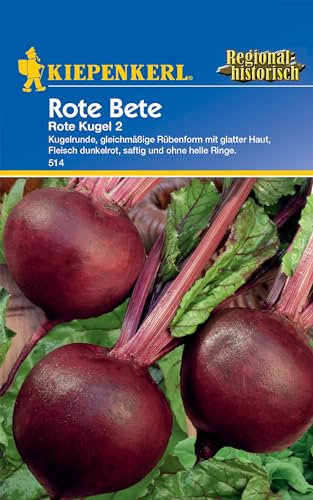 Kiepenkerl Rote Bete Samen Rote Kugel 2 514 - Kugelrunde, gleichmäßige Rübenform mit glatter Haut, Fleisch dunkelrot, saftig und ohne helle Ringe. Rote Betesamen, Gemüsesamen