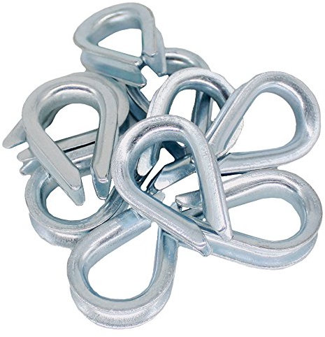 10x Kausche 10mm DIN 6899 Form B Stahl verzinkt Drahtseil-Zubehör Seil-Kausche für Stahlseil Tauwerk Metall Kausch Seil-Öse Seilkausche