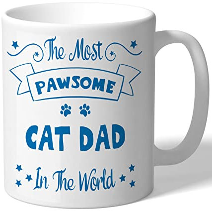 Dog Lovers Collection Cat Dad Mug Gift Pawsome (Blue Print) Lover Owner Birthday Men Fathers Day Present