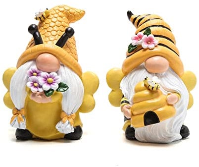 Hodao Fall Garden Gnomes Decorations Honey bee Gnome World Bee Day Decorations Gifts -Swedish Dwarf Figurine Table Fall Honey Bumble Bees Gnomes Decorations for Home (2 PCS)