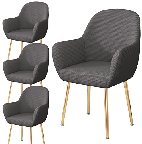 XGANGM Samt Esszimmerstuhlbezug 2/6/4er Set mit Armlehne, Büro Stuhlbezug Rückenlehne Stuhlschonbezug Sessel Stretch Stuhl Hussen Armlehnstuhl Stuhlabdeckung Stuhlbezüge,C,4PCS