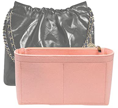 Lckaey Geldbörsen-Organizer-Einsatz für Chanel 22 Taschen Organizer Einsatz Neuauflage Handtasche mit seitlicher Reißverschlusstasche 2001rosa-M