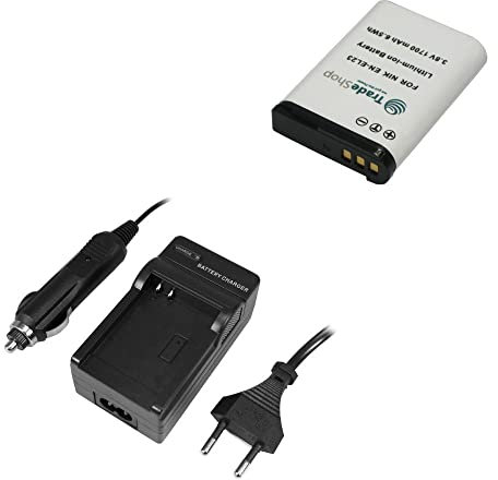 Angebot IM Set: Kamera Li-Ion Akku + Akku Ladegerät mit KFZ Adapter kompatibel mit Nikon EN-EL23 Coolpix B700 P900 S810c P610 P600 P610S P900S