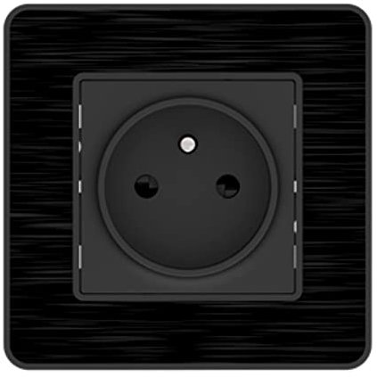 Prise 2P+T 16A simple complet - métal Noir brossé - Kouro - Zenitech