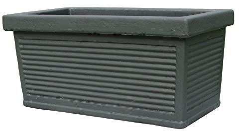 Garden Italia Vasi GCM Lato fioriera a coste 100 cm di altezza 34 cm Made in Italy scatola in resina di colore antracite, resistente al gelo, antiurto, leggero