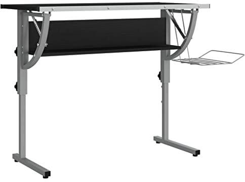 vidaXL Mesa de Dibujo Madera y Acero Negro y Gris 110x53x(58-87) cm