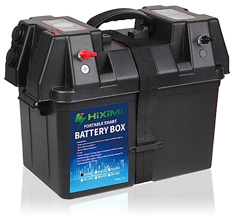 HiXiMi Boîte de Batterie 12 V Boîte de Batterie extérieure Boîte de Plateau multifonctionnelle Portable pour Bateau Marin RV Camping Voyage Plomb Acide AGM Lithium LiFePO4 Boîtes en Plastique (Batter