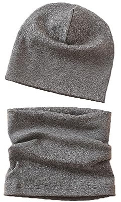 MAKFORT Bonnet pour enfants, avec écharpe cache-cou, en coton, adapté pour bébé, hiver, garçon et fille, Large