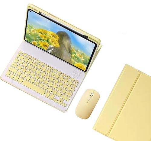 KMXDD Keyboard Case Mouse for iPad Mini A17 Pro 2024, iPad Mini 6th Generation Case with Color Keys Detachable Bluetooth Keyboard Cover with Pencil Holder (Yellow)