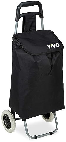 59L Folding Lightweight Shopping Trolley, Hard Wearing & Foldaway for Easy Storage, Large Shopping Trolley on 2 Wheels Shopping Cart Black