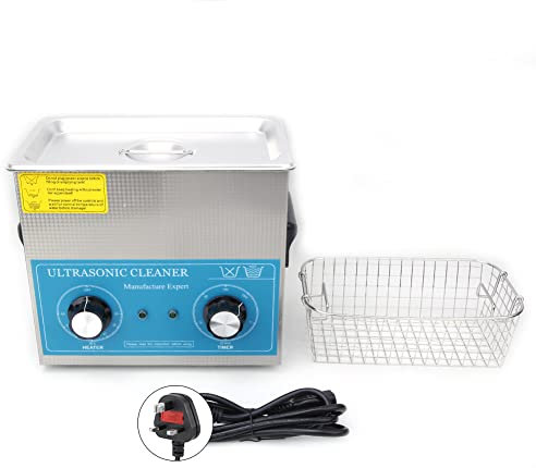 Ultrasonic Cleaner, 3.2L Ultrasonic Cleaning Tool, Mechanical Timing Heating, 80°C Temperature, Heating Ultrasonic Cleaner for Glasses, Rings, Coins(UK Plug)
