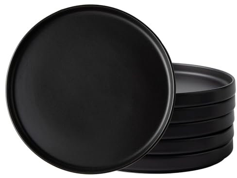 Ecentaur Juego de 6 platos de cerámica para cena, 25 cm, esmaltado, platos modernos para cocina, microondas, lavavajillas y horno