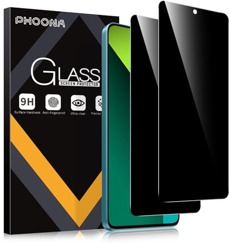 Phoona 2 Pièces Anti-Espion Verre Trempé pour Xiaomi Redmi Note 13 Pro 5G, Privacy Protection D'écran pour Redmi Note 13 Pro, Anti-Peeping, Anti-Spy, Dureté 9H, Anti Rayures Film Protection