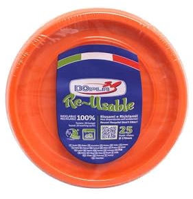 TEKHOME Piatti Plastica fondi,25/50/75/100/125/150 Pezzi piatti plastica colorati lavabili e riutilizzabili Rotondi per Compleanno,Festa, Matrimonio,Fai da Te Fatti a Mano (100, ARANCIONE)