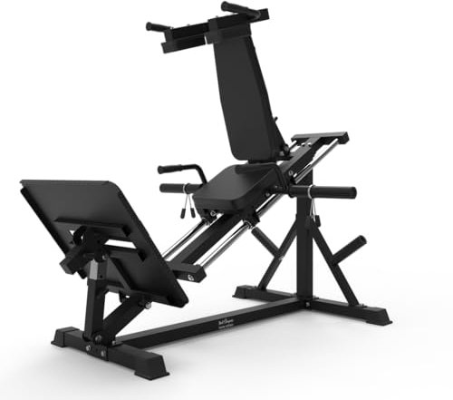 Bad Company Hackenschmidt Beinpresse für Zuhause mit Wadenheber-Block schwarz I Hackenschmidt Maschine Beinpresse Fitnessgerät kompatibel mit Hantelscheiben 30 mm und/oder 50 mm I BCA-149/B