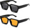 SHEEN KELLY Quadratische Retro-Sonnenbrille für Männer und Frauen, trendige, dicke, rechteckige, klobige Rahmen, schwarze Farbtöne, modische 90er-Jahre-Brille