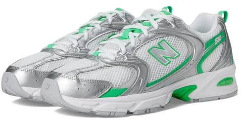 New Balance Unisex 530 Sneaker, Silver Metallic/Green Apple, 9.5 UK