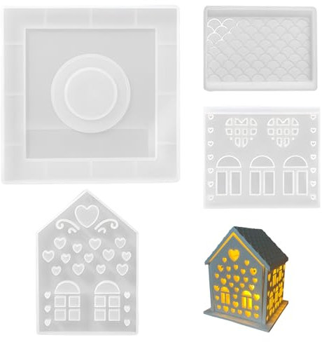 HPiano Stampo in Silicone per La Casa con Finestra, Stampi in Silicone per Casa, Casette di Stampi in Silicone, Stampi Silicone per Gesso 3d Casa per l'artigianato, Regali Fai da te