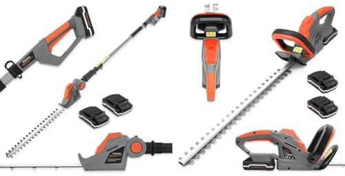 Terratek Cordless Hedge Trimmer Long Reach 20V 1HR Fast Charge & Cordless Hedge Trimmer 20V 1HR Fast Charge 51cm (510mm) Cutting Length