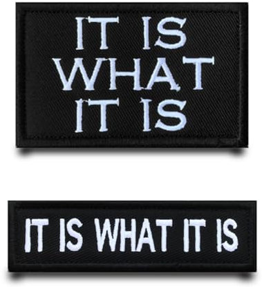 2 StückIt Is What It IsLustige Flagge Patch Abnehmbare Aufnäher mit Stickereiverschluss Applikation Taktisch Militär Patch für Taschen Kleidung Abzeichen Weste Rucksäcke Jacke