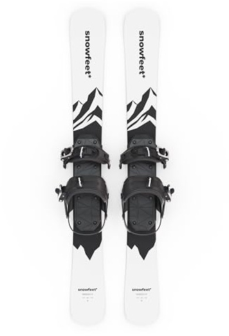 Short Skis for Snow | 99 cm | Skiblades Snowblades Skiboards Little Short Skis | Snowfeet* (White | Snowboard BINDINGS)