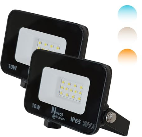 Nova Electricity Proyector LED 10W IP65 para Exterior - Foco Luz Neutra 4000K, Aplique de Pared Impermeable para Jardín y Farolas - Iluminación Segura y Duradera - PACK 2