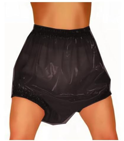 YGZHANYUANOKU Windelhose für Erwachsene, transparent, PVC-Kunststoff, Sissy, weit, durchsichtig, Höschen, Cosplay, hohe Taille, Schwarz , XXL