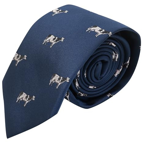 King & Priory Marineblaue bestickte Kuh-Krawatte, blau, Einheitsgröße