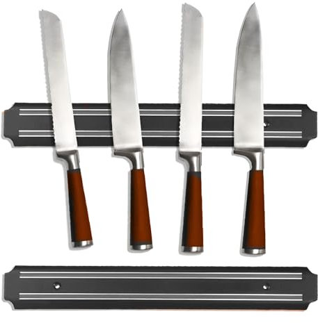 SterlingEdge Magnetic Knife Holder Premium Wall Mounted Magnetic Knife Strip Kitchen Utensil Holder Tool Organizer Durable and Stylish Black 20cm, 33cm, 55cm (33cm)