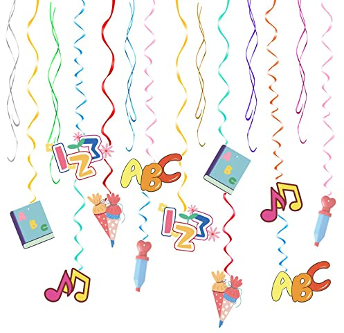 YAOZUP Schulanfang Girlande mit ABC und 123, 30Stk Deko Spirale Zuckertüten Deko Schuleinführung, Wirbel Spiral