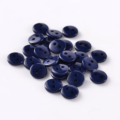 50 Premium Harzknöpfe 11,5mm (1,15cm) preußischblau rund Zweilochknöpfe a 1mm je Loch – 2-Loch-Knöpfe Harz Knopf zum Annähen nähen aufnähen basteln Bastelknöpfe Jackenknöpfe Mantelknöpfe dunkelblau