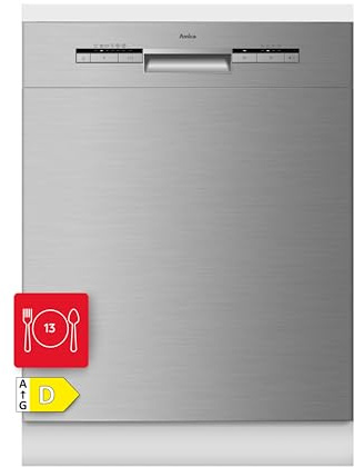 Amica Einbau Geschirrspüler 60 cm 13 Maßgedecke Silber EGSPU 513 911 E | 6 Programme, Höhenverstellbarer Oberkorb, Halbbeladung, Startzeitvorwahl, AquaStopp, OpenDry Türöffnung