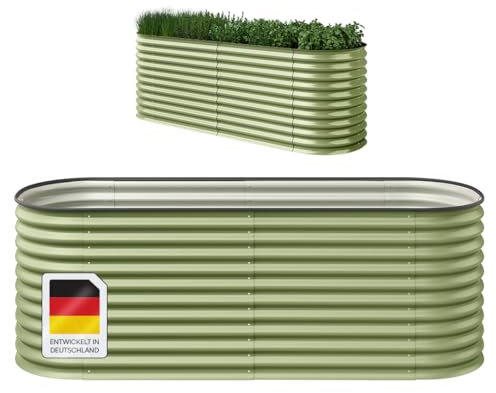 STEELSØN Hochbeet Hydra für Garten und Balkon, Pflanzkübel groß draußen 240x80x80 cm, Hochbeet Metall verzinkt, oval, freistehend für Blumen, Obst und Gemüse
