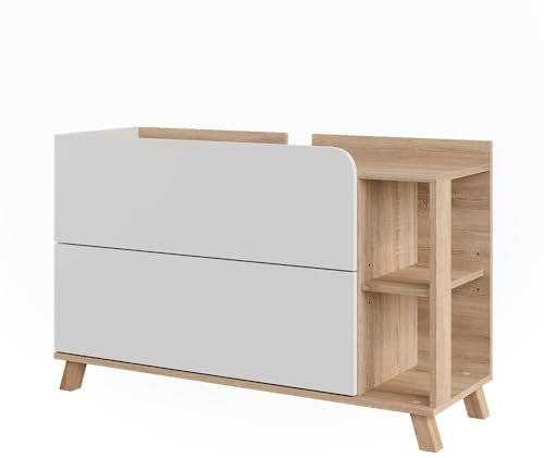 Vicco Mueble bajo Lavabo Karen, Sonoma/Blanco, 100 x 65 cm con 2 cajones