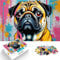 Puzzle 1000 Teile für Teenager Lernspiele Mops-Porträt-Farbexplosion mit Farbtropfen einzigartiges Herausforderungsspiel38x26cm