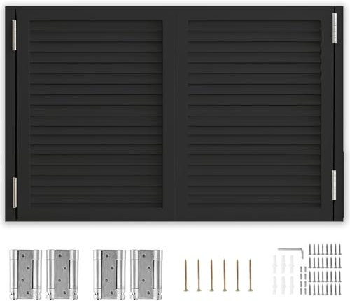 Porte Battante Saloon en Bois Massif, Western Double Battant avec Charnières Largeur 40 à 120 cm, Porte Saloon Intérieurs Pour Cuisine Couloir Bar Café Pub(Black,W34xH32/85x80cm)