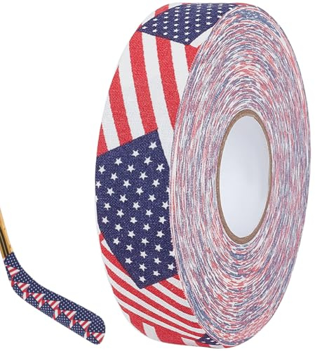 CABODYALS Ruban Adhésif Drapeau Américain 25 m Motif Étoile du 4 juillet Autocollant de Protection pour Exercices Rondelles de Hockey Sur Glace Bâton Raquette Poignée Ruban Adhésif en Polycoton pour B