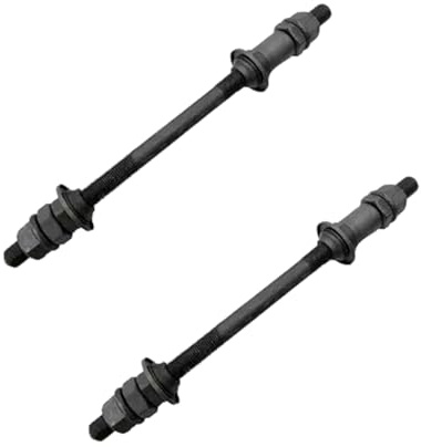 Mooff Fahrradachse, 190 mm, für Fahrrad, mehrere Geschwindigkeiten, Hinterachse, 3/8 Zoll, 26 TPI Nabenwelle, konische Kontermuttern, Unterlegscheiben, Naben, Räder und Zubehör, Schwarz, 2 Stück