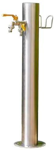 Generisch Gartenbrunnen mit Doppelhahn, vertikaler Zylinder-Gartenarmatur, frostbeständiger Wasserstrahl für Rasen, Garten und Terrasse – 86 x 5 cm (34 x 2 Zoll)