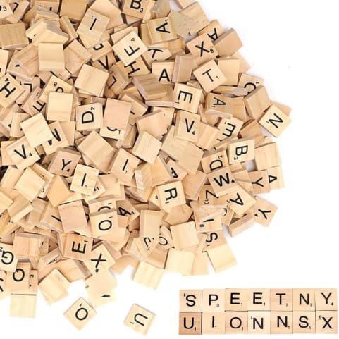 SHENGYIG 500 Stück Scrabble Buchstaben Holz, Holzbuchstaben Klein | 20x18x5mm Lernbuchstaben mit Kantenschliff & Aufbewahrungsbeutel, Buchstaben Holz für DIY, Spiele und Vorschulerziehung