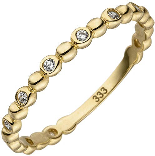 Jobo Damen Ring Kugel 333 Gold Gelbgold 11 Zirkonia Goldring Kugelring Größe 60