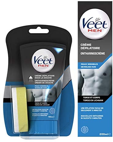 Crème Dépilatoire Homme - Peaux Sensibles - Sous La Douche 150ml + Tube 200ml