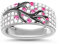 GNOCE Ring Damen Silber 925 Breit Zirkonia weiß Rundschliff Ring mit Pflaumenbaum Blume Blüte Geschenk für Frau/Mutter/Schwester (Silber, 54 (17.2))