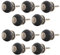 Set 10 Stück Möbelknöpf klein Keramik Porzellan Vintage Landhausstil Shabby-Chic 31mm Knauf Türgriff (02. Schwarz mit Silber)