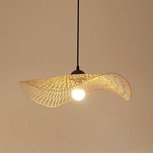 Lampe Suspension Rétro En Bambou Rotin Lustre Tissé À La Main E27 Réglable En Hauteur Pendentif Lumières Bambou Restaurant Loft Éclairage Décoratif Salon Chambre Cuisine Lustre,55cm