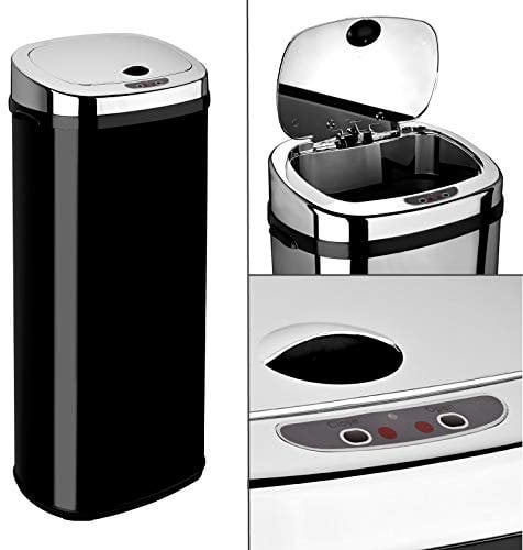 Dihl Rectangle 50L Stainless Steel Auto Sensor Kitchen Waste Dust Bin Automatic Motor Black