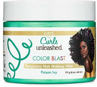 ORS Curls Unleashed Poison Ivy Color Blast Cire de maquillage temporaire pour cheveux, avec cire d'abeille hydratante et huile de ricin, pour une meilleure expérience de coloration
